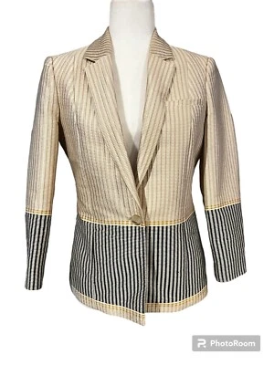 Blazer Elizabeth and James Texturizado Tostado y Azul Marino Talla 6 Foto 1 de 4