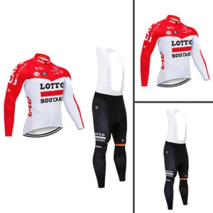 Long Sleeve Cycling Jersey Bike Bib Pants Set Mens Team Bicycle Sports Outfits - Picture 1 of 12