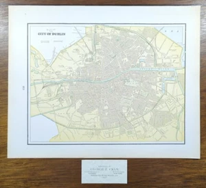 Vintage 1897 DUBLIN IRELAND Map 14"x11" Old Antique Original STEPHENS GREEN PARK - Picture 1 of 15