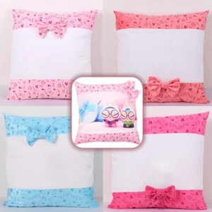16" Sublimation Blank Pillow Case Bowknots Cartoon Soft Cushion Cover DIY Gift - Picture 1 of 23