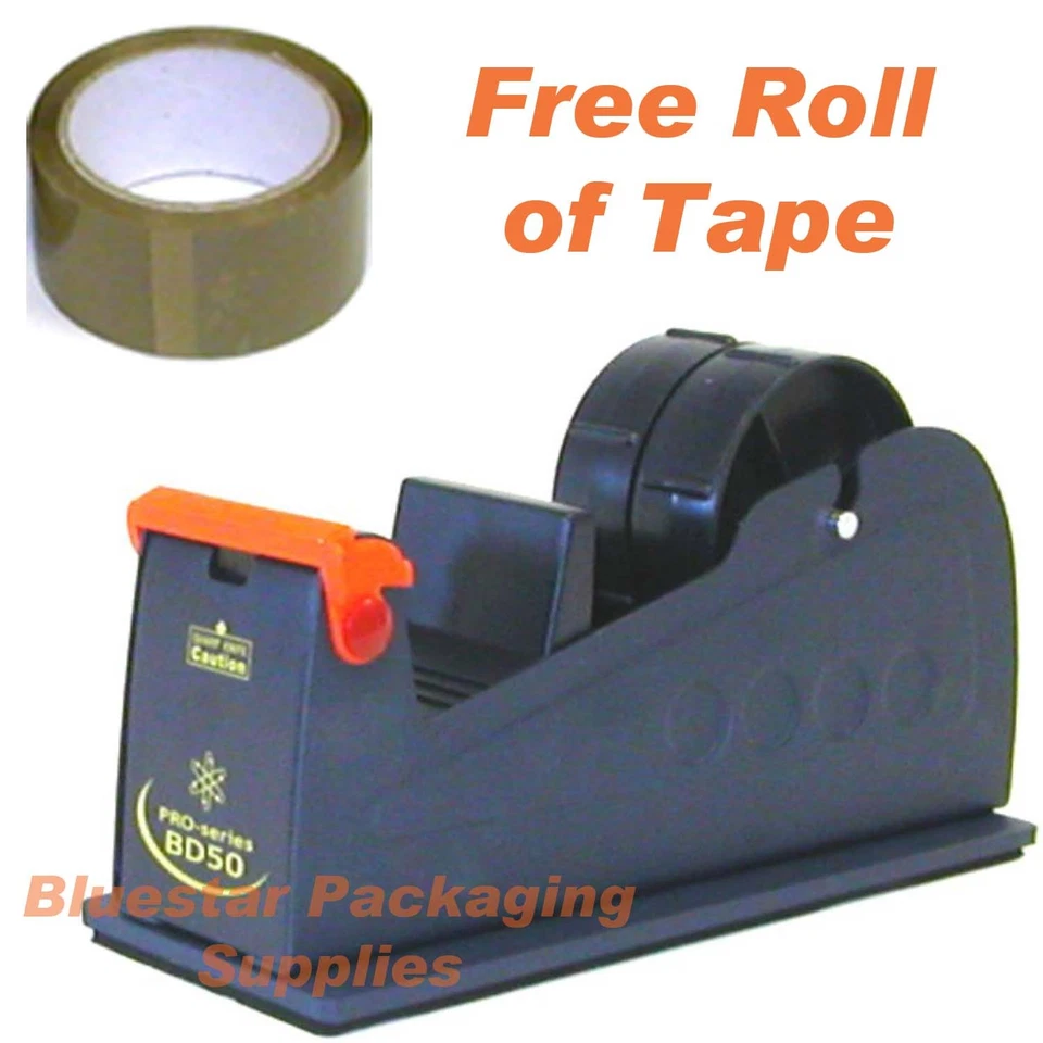 Cinta de embalaje de 50 mm dispensador de banco de escritorio con rollo libre de cinta de 50 mm x 66 m - Imagen 1 de 1