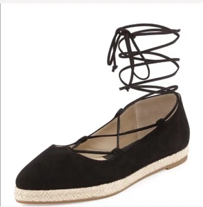 Michael Kors Collection Cadense Black Suede Espadrille Lace up Flats Size 36 - Picture 1 of 5