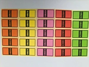 5 Colours = 50 Cable id Tidy Stickers Self Adhesive Sticky Identification Labels - Afbeelding 1 van 8