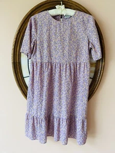 Pieces Blumen strukturiert Baumwolle Rüschen lässig hohe Taille süß Landhaus Kleid SM - Bild 1 von 9