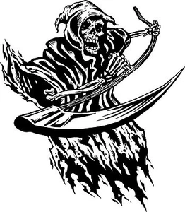 Grim Reaper Scythe Mr Death Creature Car Truck Window Laptop Vinyl Decal Sticker - Picture 1 of 2