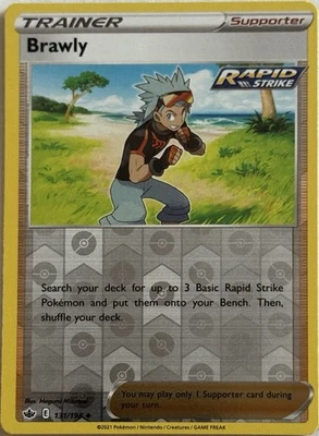 BRAWLY 131/198 CHILLING REIGN POKEMON (REVERSE HOLO, NM) - Image 1 of 2