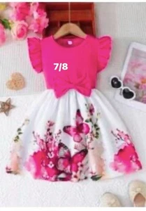 7/8 Girls Multi Dress Short Sleeves Knee Length - Picture 1 of 1
