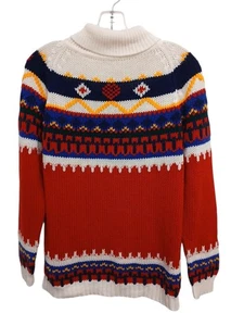 Suéter Nórdico Vintage Hecho a Mano Tejido Fair Isle Talla S/M Boho Granny Esquí Lodge Arte - Imagen 1 de 20