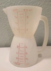 Vintage Tupperware Double 8 oz Measuring Cup #860 Wet/Dry 2 Sided Hourglass NICE - Picture 1 of 4