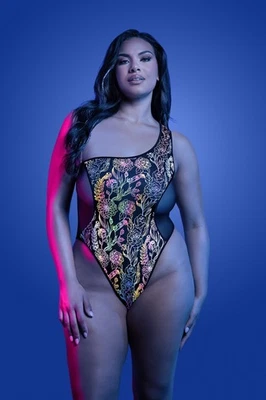 Fantasy Lingerie - Glow - Luminescent Flash Reflective Teddy - Black - Queen - Image 1 of 2