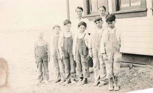 Family Boys Overalls Girls Dresses Vintage Postcard - Picture 1 of 2