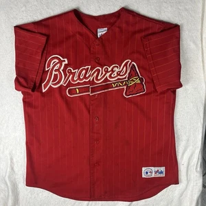 Vintage Majestic Atlanta Braves 90’s Pin Stripe Jersey Red Size XL RARE MLB - Bild 1 von 14