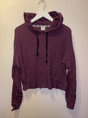 UNDERCOVER Felpa con cappuccio Victoria's Secret ROSA donna marrone waffle maglia crop