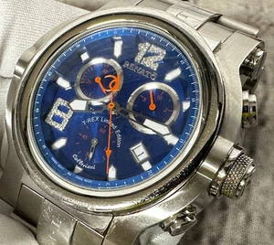 RENATO T-REX HYBRID Calleziani Mens Watch Chronograph Limited Diamond blue Swiss - Picture 1 of 24