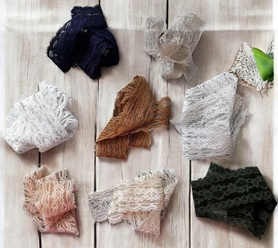 Diario artesanal de encaje de 16 pies de colección azul blanco verde crudo chatarra punto lento 8 piezas Foto 1 de 4