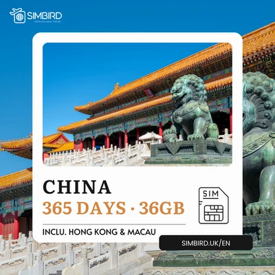 China/HK/MO 5G data Only Prepaid SIM (365 day, 36 GB) rechargeable - Image 1 of 4