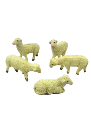 Set 5 Pecore Assortite in Terracotta per Pastori Alti Cm 7/8 - Animali Presepe - Immagine 1 di 4