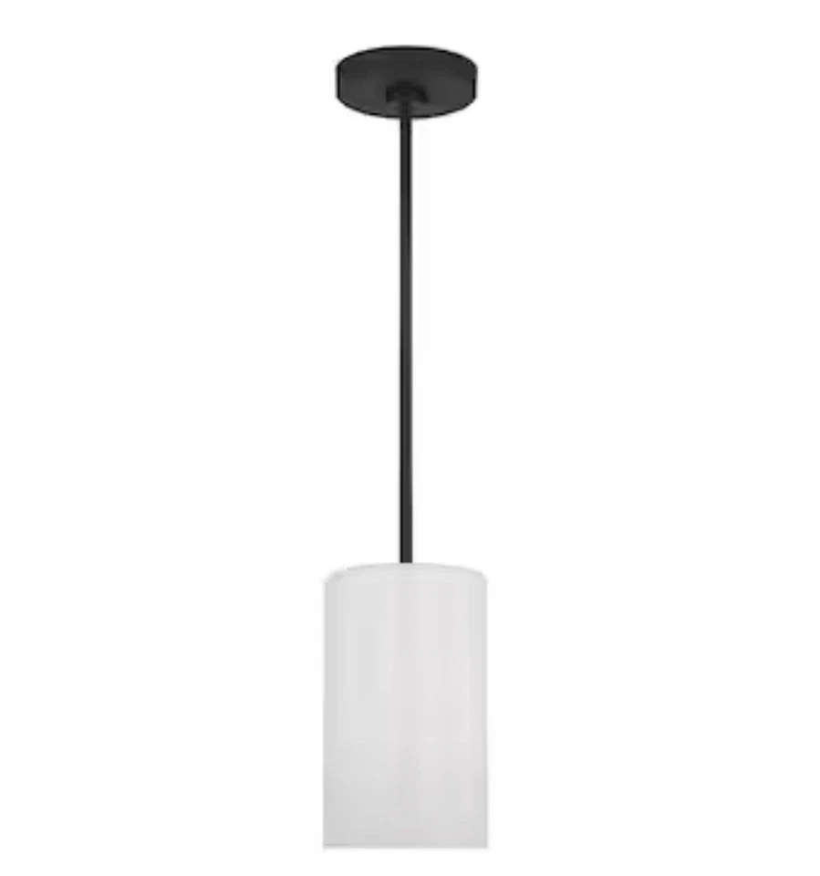 Generation Lighting Rhett 1-Lt Pendant, Black/Painted White - GLP1001MBK - Image 1 of 4
