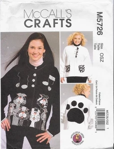 McCalls Sewing Pattern 5726 Cat Appliques for Purchased Sweatshirt - Picture 1 of 4