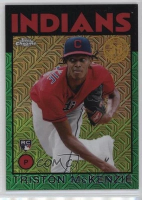 2021 Topps Silver Pack 1986 Chrome Baseball Green /99 Triston McKenzie Rookie RC - Image 1 of 2