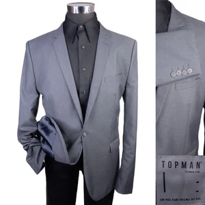 TOPMAN Sport Mantel Blazer Gr. 46 L hellgrau Polymischung Freizeitjacke zwei Knöpfe - Bild 1 von 14