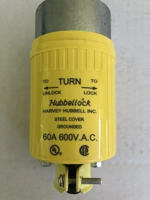 Hubbell HBL26419 Hubbellock Plug 60A 600VAC 3Pole 4 Wire NEW  - Image 1 of 4