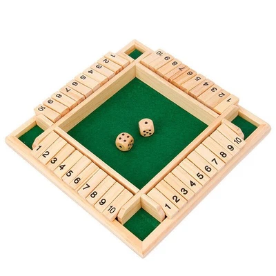 4 Players Shut The Box Wooden Traditional Pub Dice Family Kids Childrens Game UK - Image 1 of 4