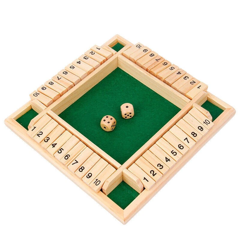 4 Players Shut The Box Wooden Traditional Pub Dice Family Kids Childrens Game UK - Image 1 of 4
