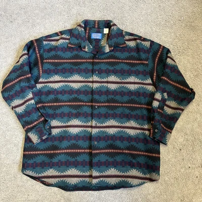Pendleton Button Down Long Sleeve Shirt 100% Virgin Wool Men's Size L 29685 USA - Image 1 of 4