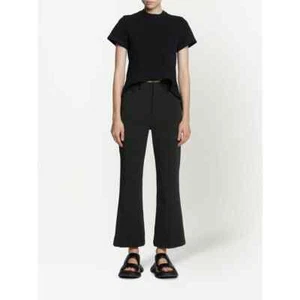 Proenza Schouler White Label Flared Cropped Black Trousers Size 2 NWT - Foto 1 di 12