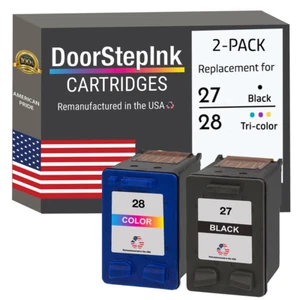 DoorStepInk kompatible Tintenpatronen für HP 27 28 Farbe Schwarz 2 Stück - USA - Bild 1 von 5