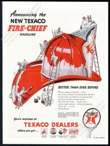 Casco de jefe de bomberos gigante de gas petróleo Texaco 1946 arte anuncio impreso vintage - Imagen 1 de 7