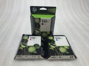 Set x2 Genuine HP 940 XL Ink Cartridges Black, Cyan, Magenta Exp. 05/2016 - Picture 1 of 6