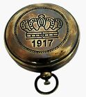 Vintage Pocket Compass Push Button Brass Nautical Antique Sundial Marina Gift