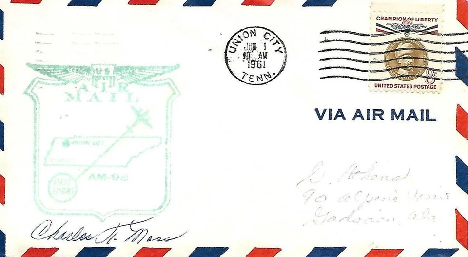 First Flight Cover Union City TN June 1 1961 AAMC#98E70 - Image 1 of 1