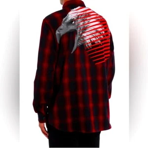 Marcelo Burlon Milan Eagle Flannel Plaid Shirt Wool Blend XL - Picture 1 of 7