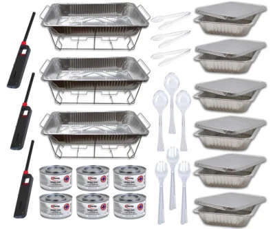 NICOLE FANTINI Chafing Dish Buffet Disposable Aluminum Pans Food Serving Utensils 36 Pieces Set