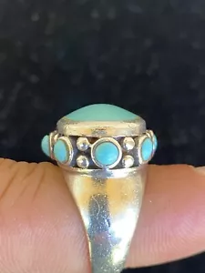 Sterling Silver Women's Ring with Genuine Blue Turquoise Stones. Elegant. - Picture 1 of 4