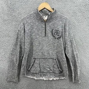 PINK VICTORIA SECRET 1/4 Zip Grigio Pullover Pochette Felpa Donna Taglia L LEGGI - Foto 1 di 9