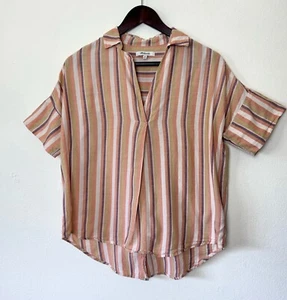 Madewell Courier Button Back Shirt Women XS Rainbow Stripe Oversized Cotton - Picture 1 of 6