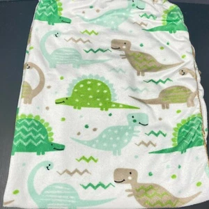 SL Home Fashions White Baby Blanket Brown Green Dinosaurs Polka Dots RN 119741 - Picture 1 of 3