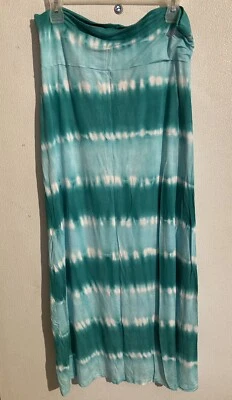 Design History XL Largo Elástico Mujer Verde Azulado Tie Dye Pull On Boho Maxi Falda Foto 1 de 4