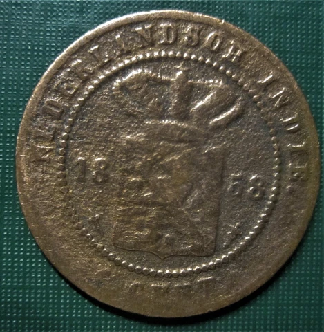INDONESA DUTCH 1858 (Netherlands Indie) One Duit Cent (East Indies Co.) Coin Cover