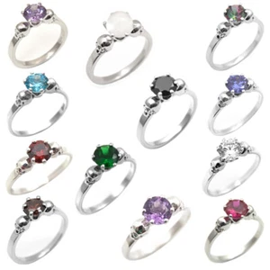 Skull Ring 6 Claw 1ct Various Colours Diamond Unique Silver Engagement Ring - Picture 1 of 29