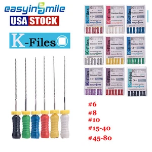 10pks Dental Endo K Files Stainless Steel Root Canal Hand Files 25MM EASYINSMILE - Picture 1 of 12