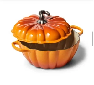 Neu Le Creuset Emaillierte Gusseisen Kürbis Cocotte 4 Quart. Persimmon - Bild 1 von 15