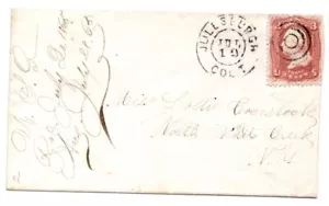 US#65,JULESBURGH,Col T. to North White Creek,N.Y. July 10,1865. DPO,Territorial - Picture 1 of 1