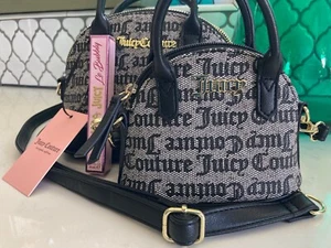 Juicy Couture Purse + Mini BagBlack Beige Mommy & Me Set NWT+Le Bubbly Parf 10ml - Picture 1 of 19
