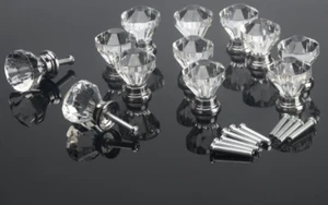 Job Lot 12 x Acrylic Crystal effect Cabinet Knobs Drawer Cupboard Handles [r] - Picture 1 of 8