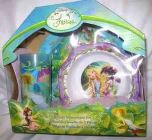 Tinkerbell+Fairies Mealtime Dinnerware Set Includes Plate,Bowl,&8 oz. Cup-New! - Picture 1 of 2